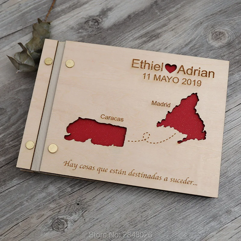 Custom Star Map - 지도 새겨진 결혼식 방명록, 맞춤형 목조