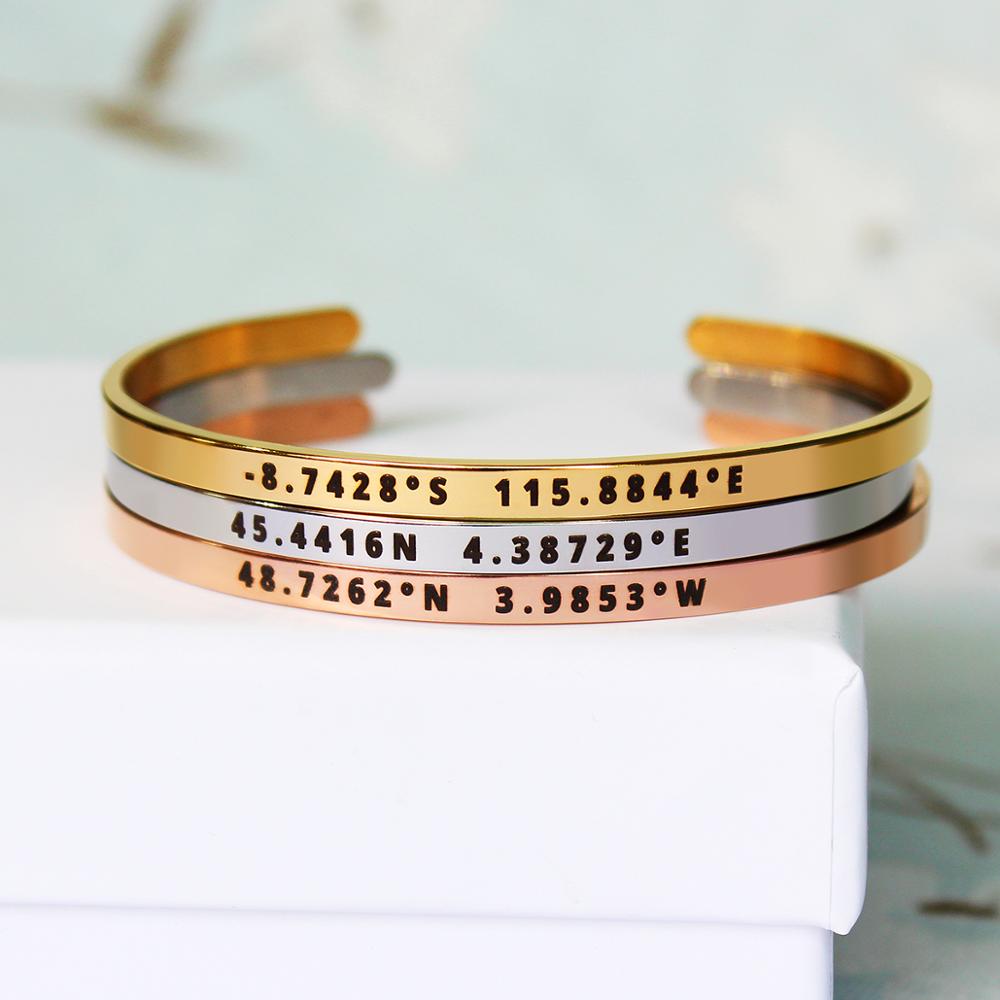Coordinates Bracelet - 4mm 너비 사용자 정의 좌표 팔찌