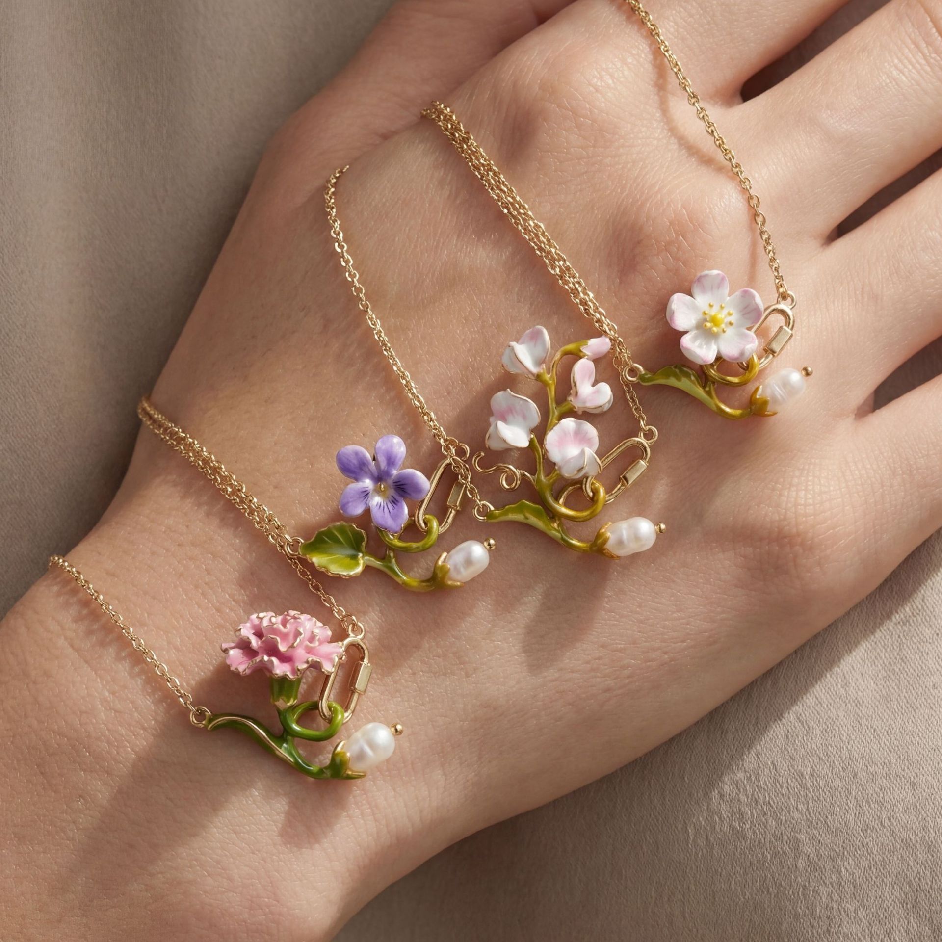 Birth Flower Necklace - 여자를위한 12 개월 탄생 꽃 목걸이