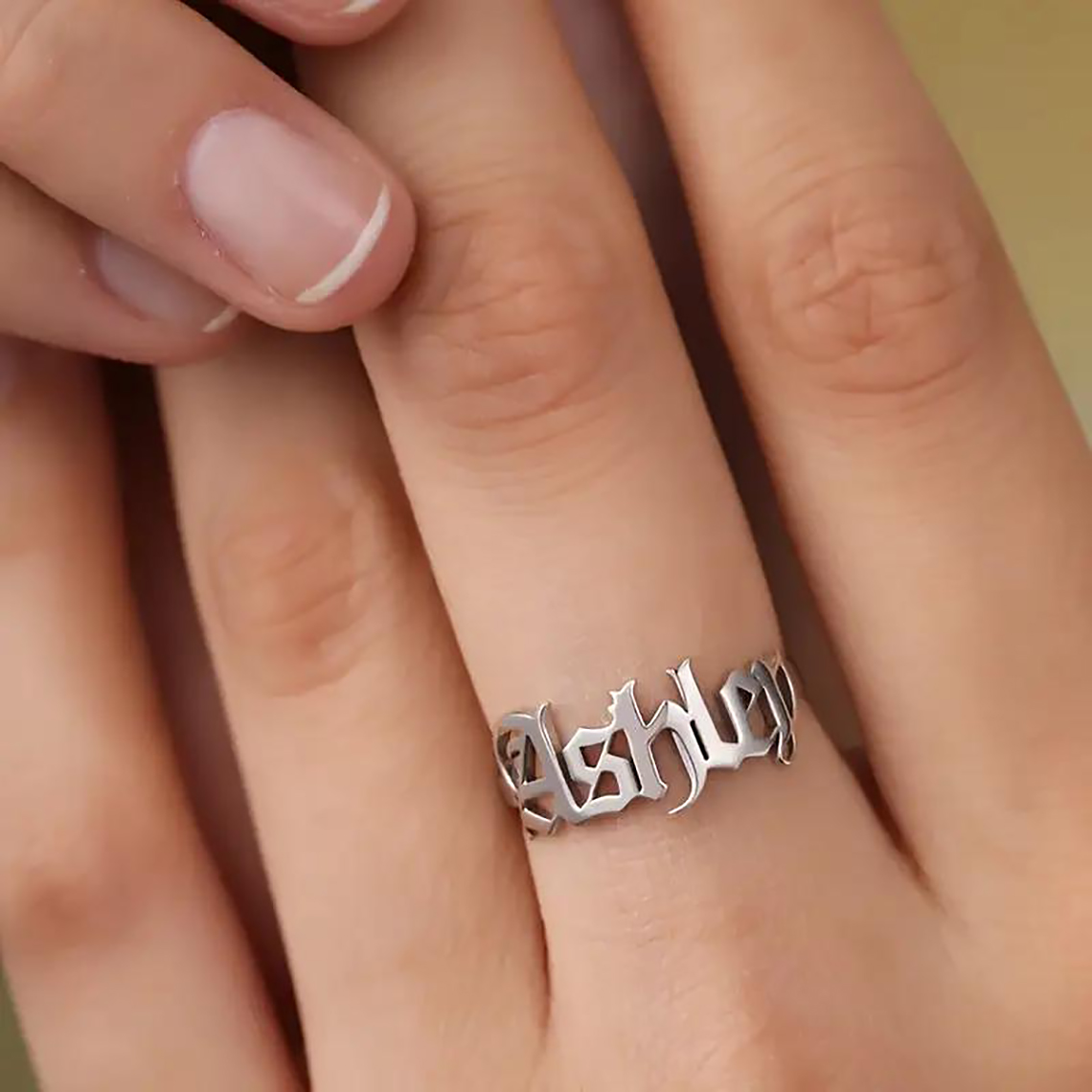 Initial Ring Custom - 사용자 정의 골드 반지 여성 고딕