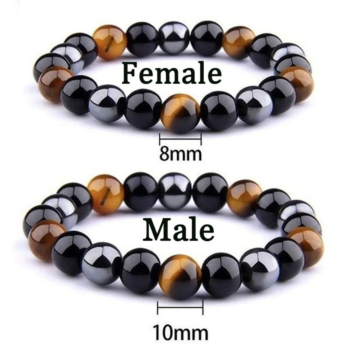 Coordinates Bracelet - 남성용 자석 헤마타이트 타이거아이 블랙 흑요석