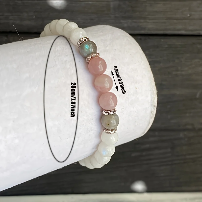 뉴 문스톤, 래브라도라이트 및 로즈 쿼츠 팔찌 차분함, - Coordinates Bracelet 리뷰 및 가격