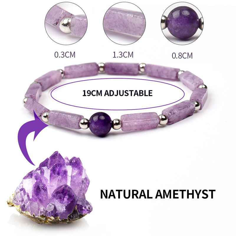 1Pcs 자수정 바디 정화 슬리밍 팔찌 여성을위한 천연 - Coordinates Bracelet 리뷰 및 가격