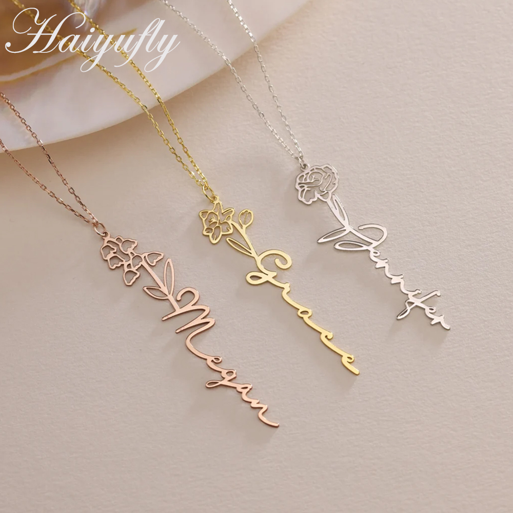 Haiyufly 여성을위한 맞춤 이름 목걸이 맞춤형 출 - Birth Flower Necklace 리뷰 및 가격