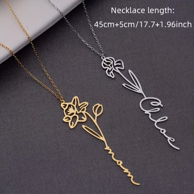 맞춤형 이름 목걸이와 탄생화 펜던트, 여성을 위한 독특 - Birth Flower Necklace 리뷰 및 가격