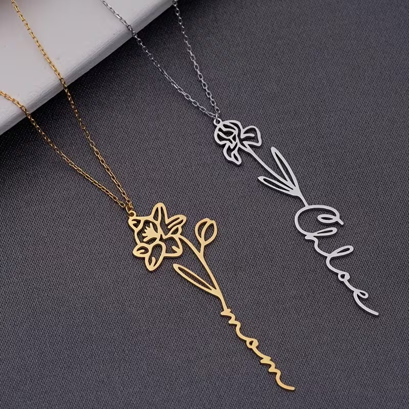 맞춤형 이름 목걸이와 탄생화 펜던트, 여성을 위한 독특 - Birth Flower Necklace 리뷰 및 가격